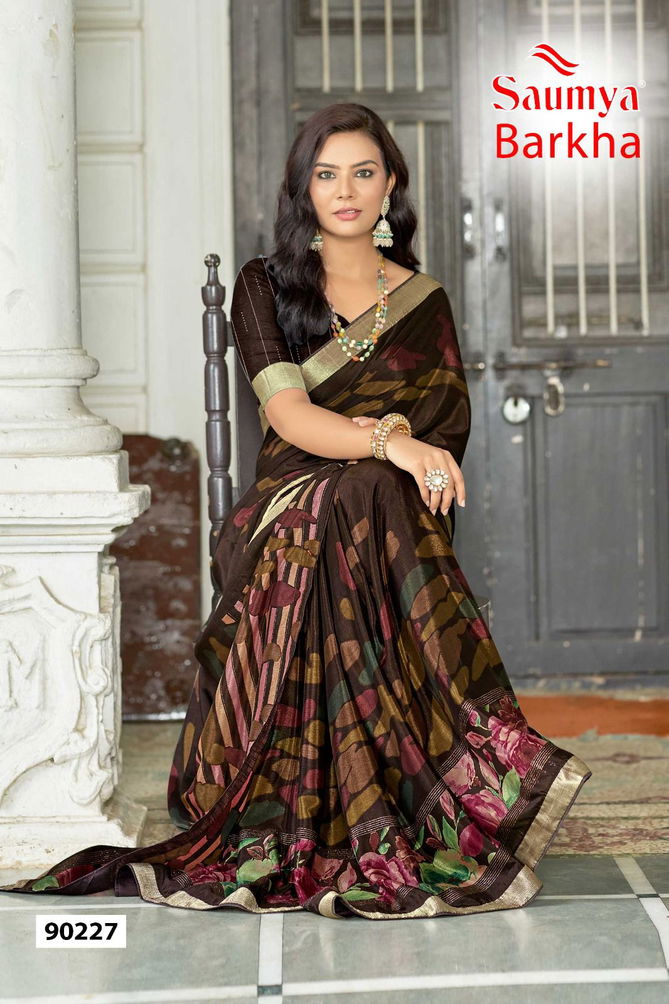 Barkha By Saumya Chinon Viscose Printed Sarees Suppliers In India